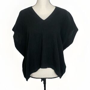 Atelier Delphine 100% Organic Cotton Black V-Neck Gauze Oversized Top Size Small